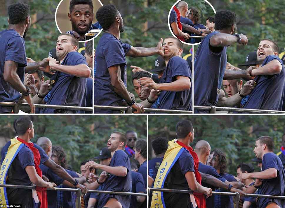 Barca Berantem! Kenapa Pique dan Song Berantem di depan   Suporter